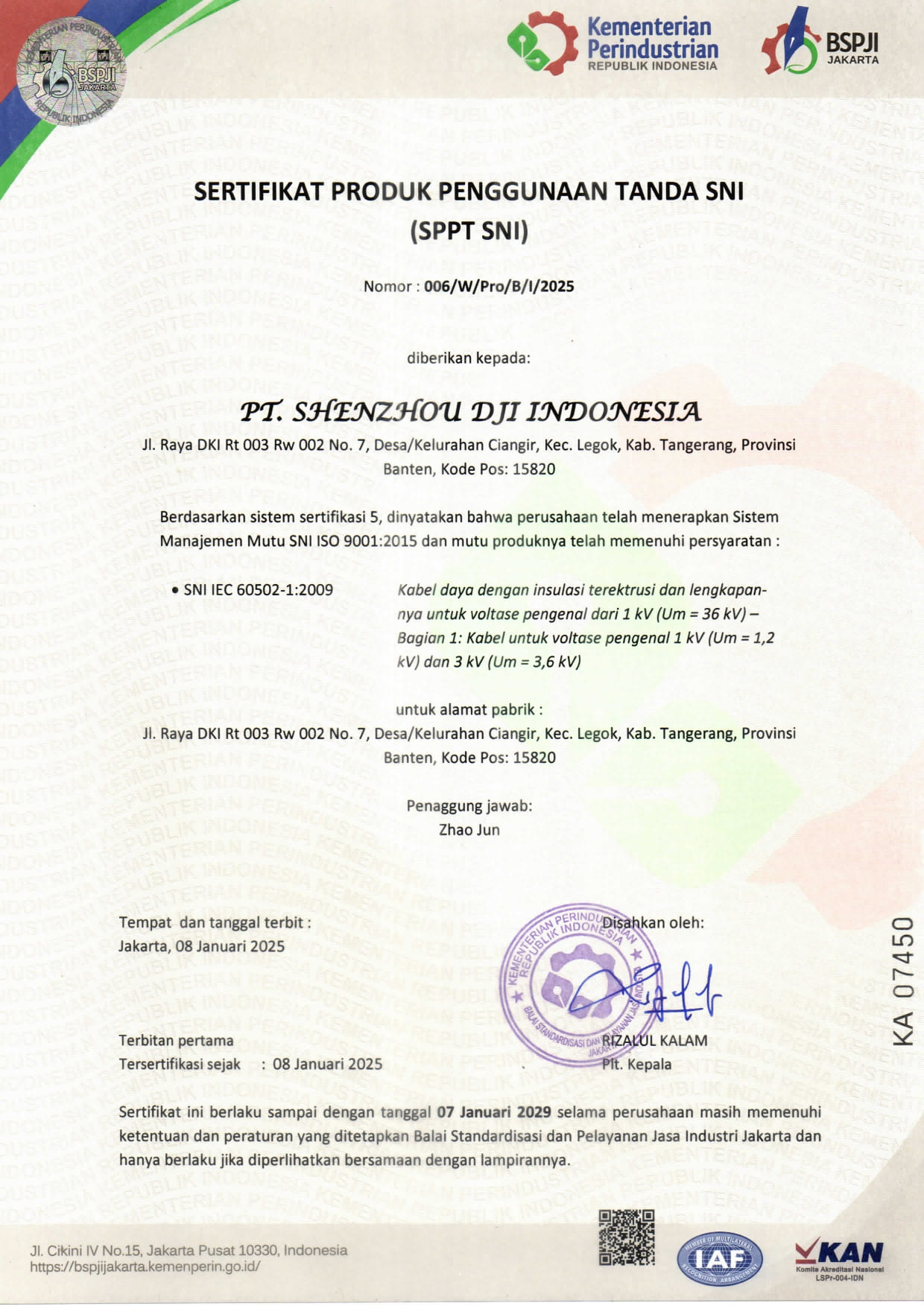 Sertifikat SNI 6
